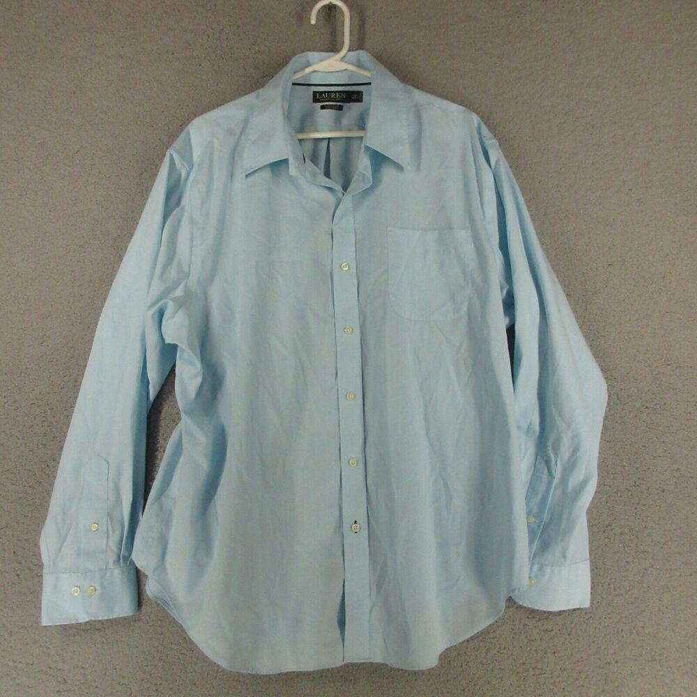 Lauren Ralph Lauren Shirt Men 18x.36/37 Blue Button Down Long Sleeve Classic Fit